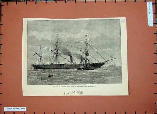 Original old antique print - old,