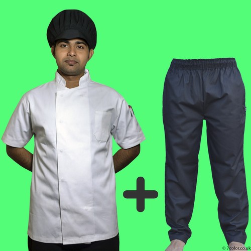 Chef white jacket black - chef,