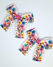 Set of 2 Floral Hair Bow Clips