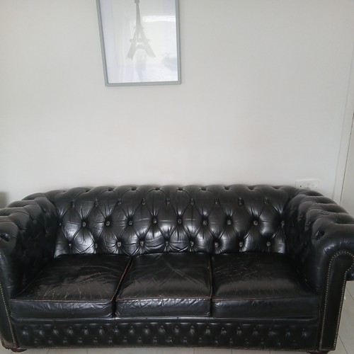 Chesterfield leather three - chesterfield,