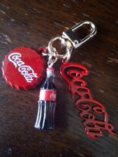 Coke Triple Keyring Novelty Soda Pop Bottle Coca Cola Logo & Bottle Cap