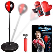 Kids Boxing Set Junior Punching Kit Punch Ball Bag & Gloves Freestanding Gift