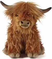 Living Nature Highland Cow Brown Soft Toy Farm Toy with Sound | Soft Toy Gift