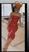 ZARA RED FAUX LEATHER DRESS