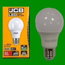 3x 8.2W (=60W) JCB LED GLS Globe Light Bulbs, 3000K ES E27 Edison Screw Lamp