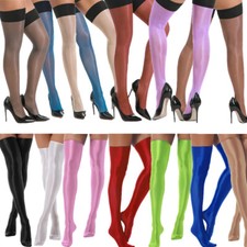 Women Shiny Oil Hold Up Stockings Thigh High Silk Long Socks Pantyhose Clubwear