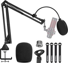 TONOR Adjustable Suspension Boom Scissor Mic Stand with Pop Filter, 3/8" to 5/8"