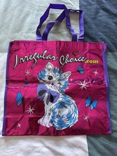 IRREGULAR CHOICE FOIL KITTEN & RABBIT  REUSABLE TOTE BAG PINK PURPLE KITCH
