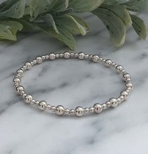 Sterling Silver Stacking Bracelet 5-3 Mm  925 Sterling Silver Beads