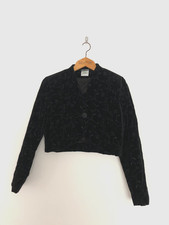 Vintage Laura Ashley Bolero Jacket Velvet Feel Made in GB Size 12 Black