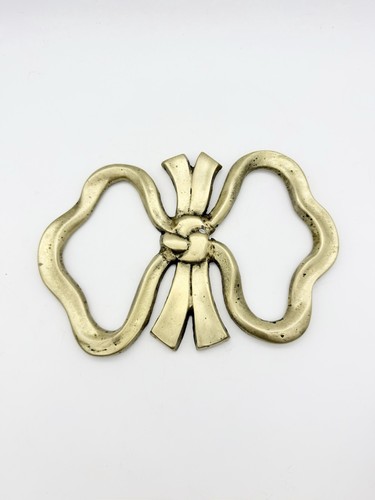 Vintage solid brass bow trivet - vintage,