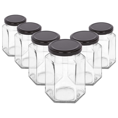 250ml hexagonal glass jam jars - 250ml,