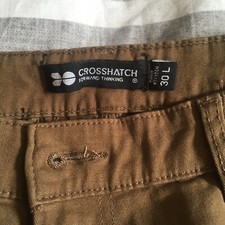 MENS FASHIONABLE CROSSHATCH CHINO TROUSERS BROWN STRAIGHT LEG CLASSIC SIZE 30L