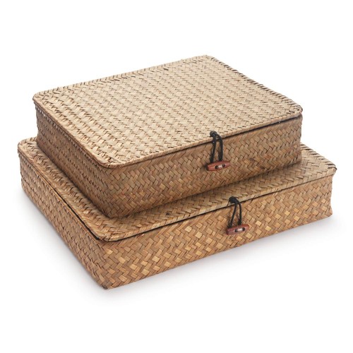 Seagrass storage box with - seagrass, lids