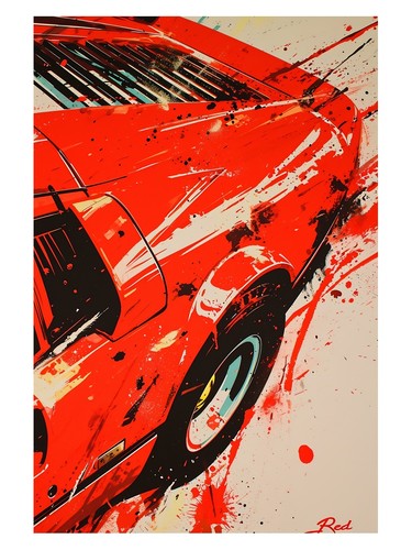 Red sports car abstract - sports, poster