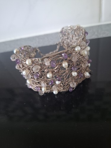 Vintage 925 silver wide cuff - 925,