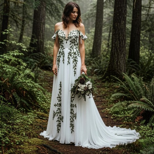 Embroidery neck wedding - embroidery, v-neck