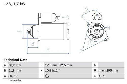 Bosch starter motor - bosch, vw