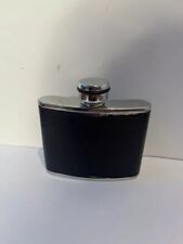 Vintage Stainless Steel Hip Flask - 4oz Black Leather Bound