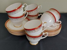 8 x Vintage Royal Grafton 'Majestic' Red Fine Bone China Trios - VGC!! 