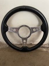 Vintage Leather And Drilled Steel Motolita Style Steering Wheel 14”