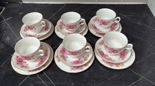 Vintage Gainsborough Bone China 18 Piece Tea set cups saucers pink floral