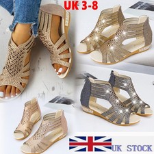 Ladies Gladiator Sandals Shoes Flats Toe Post Strappy Womens Summer Comfy Gifts