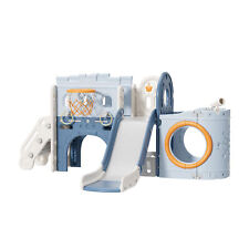 Toddler Slide Set,8in1 Kids Slide Playset wBasketball Hoop and Tunnel Playground