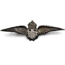 Original WW2 Royal Air Force RAF Wings SILVER Sweetheart Brooch Badge 77mm