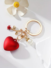Red Heart Rose Keychain Heart