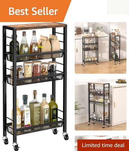 Slim rolling cart tier - cart,, 4-tier