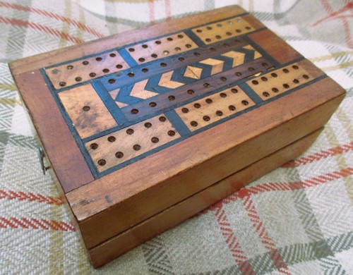 Antique inlaid cribbage - ,