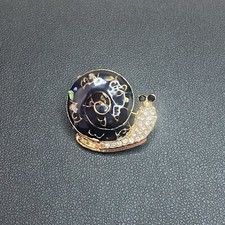 Black Enamel Snail Brooch Gold Tone Small Garden Creatures Gardeners Gift