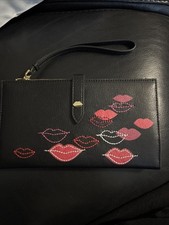 Lulu Guinness Leather Clutch Bag with Lips and Popper Closure BNWOT 
