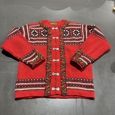 Vintage Nordstrikk Wool Knit Cardigan Norway Nordic 90s Fair Isle Womens Medium
