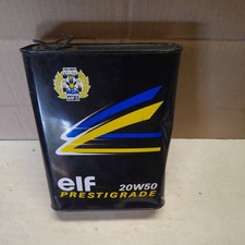 ELF  Metal oil can french 2 litre scooter motorcycle 2 stroke up cycle garage F1