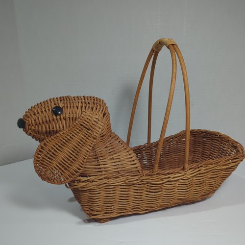 Vintage wicker wiener dog - vintage,
