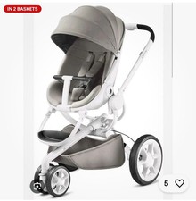 Quinny Mood Pushchair Pram Grey And White Excellent Cond Rain Cover Parasol