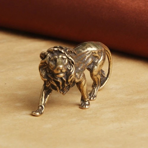 Vintage brass lion - lion, mini