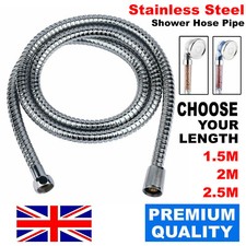 SHOWER HOSE 1.2/1.5/2/2.5M FLEXIBLE STAINLESS STEEL CHROME SHOWER BATHROOM PIPE