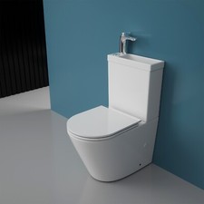 Durovin Toilet Pan Close Coupled WC and Cistern Ceramic with Sink Left Tap Hole