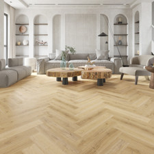 Luxury SPC Click Plank Herringbone Flooring Underlay Attached Light-Barley Oak
