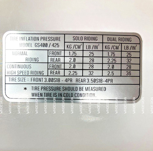 Gs400 gs425 tyre pressure - gs400,,