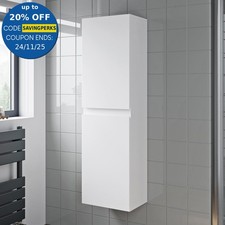 Bathroom Cabinet Flat Pack Gloss White Wall Hung Tall 350 x 250mm