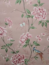 Floral bird pink wallpaper