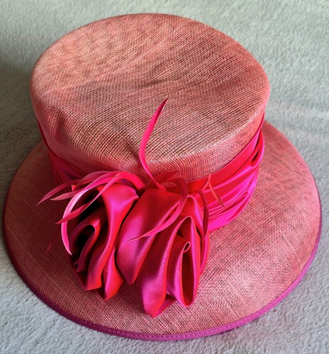 Hot pink sinamay occasion - occasion, hat