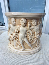 LARGE ANTIQUE BRETBY CERAMIC CHERUB PUTTI JARDINIERE