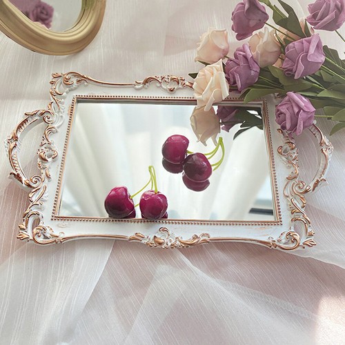 White vintage framed mirror - white,