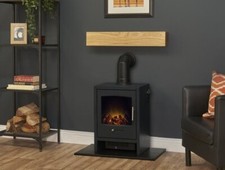 BLACK ELECTRIC STOVE FIRE OAK