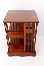 Small Antique Edwardian Mahogany Revolving Bookcase - Vintage Low Book Stand